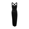 Rue Les Createurs Women's Bustier Black Satin Midi Dress In Black