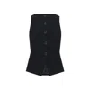 Rue Les Createurs Women's Button Detail Sleeveless Black Vest In Black