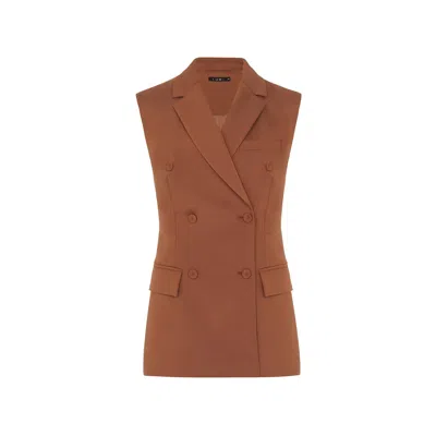 Rue Les Createurs Women's Button Detail Sleeveless Brown Vest