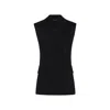 Rue Les Createurs Women's Buttoned Sleeveless Black Vest In Black