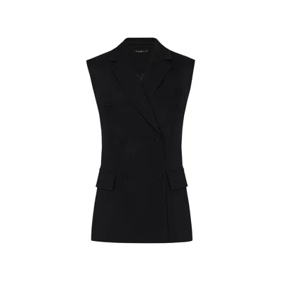 Rue Les Createurs Women's Buttoned Sleeveless Black Vest