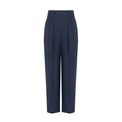 Rue Les Createurs Women's Carrot Leg Navy Blue Pants