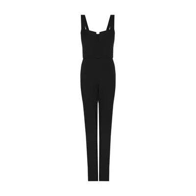 Rue Les Createurs Women's Chest Strap Thick Strap Black Jumpsuit