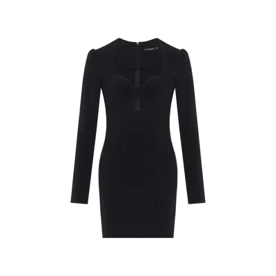 Rue Les Createurs Women's Cutout Detail Crepe Texture Black Mini Dress