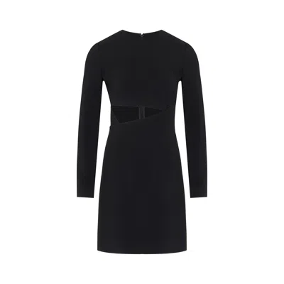 Rue Les Createurs Women's Cutout Detail Crew Neck Black Mini Dress