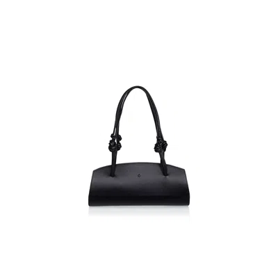 Rue Les Createurs Women's Cylinder-shaped Black Leather Bag