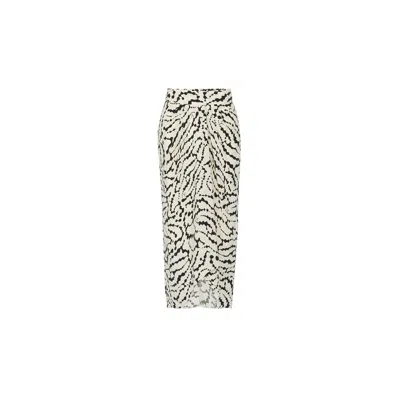 Rue Les Createurs Women's Draped Patterned Black Skirt