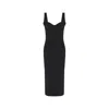 Rue Les Createurs Women's Fitted Thick Strap Black Midi Dress In Black