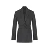 Rue Les Createurs Women's Grey Striped Wool Textured Lined Anthracite Jacket In Grey