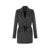 Rue Les Createurs Women's Grey Wool Textured Pocket Detailed Anthracite Jacket In Grey