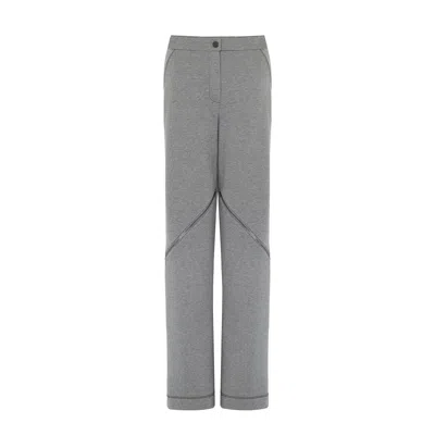 Rue Les Createurs Women's Grey Zipper Detail Elastic Waist Gray Trousers