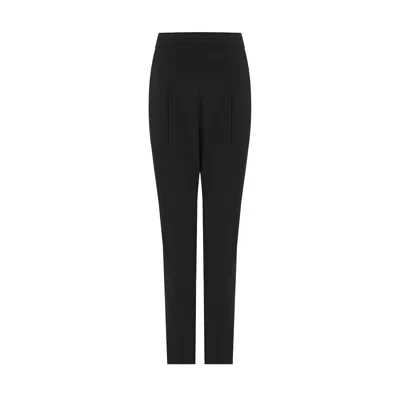 Rue Les Createurs Women's High Waist Front Pleated Black Trousers