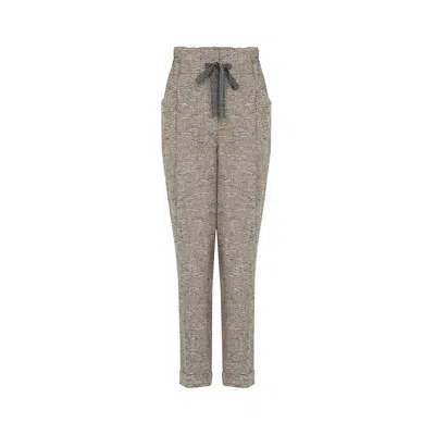 Rue Les Createurs Women's Lace-up Side Pockets Navy Trousers In Blue