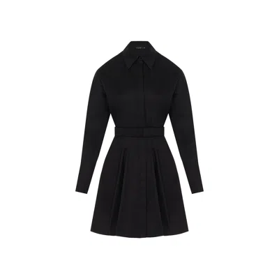 Rue Les Createurs Women's Long Sleeve Belt Detail Black Dress