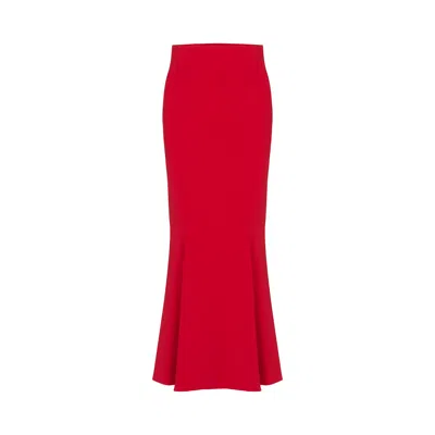 Rue Les Createurs Women's Midi Length Fishtail Red Skirt
