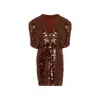 Rue Les Createurs Women's Mini Sequin Brown Dress In Brown