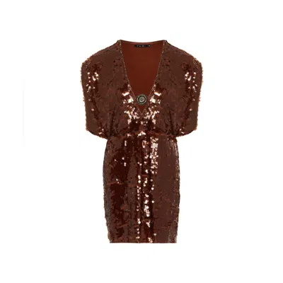 Rue Les Createurs Women's Mini Sequin Brown Dress