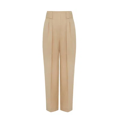 Rue Les Createurs Women's Neutrals Carrot Leg Beige Pants In Beige/orange
