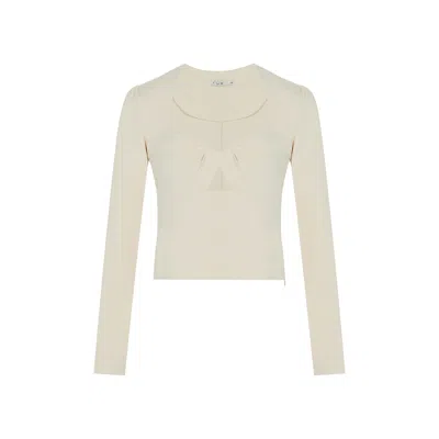 Rue Les Createurs Women's Neutrals Chest Cutout Detail Ecru Blouse In Beige