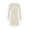 Rue Les Createurs Women's Neutrals Cutout Detail Crew Neck Ecru Mini Dress In Beige