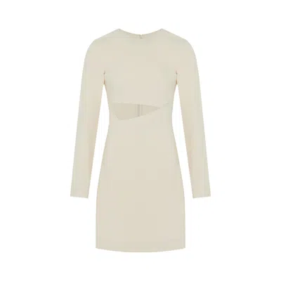 Rue Les Createurs Women's Neutrals Cutout Detail Crew Neck Ecru Mini Dress In Beige
