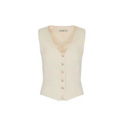 Rue Les Createurs Women's Neutrals Front Button Sleeveless Ecru Vest In Beige