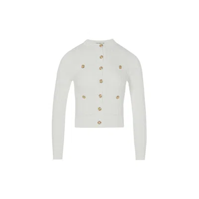 Rue Les Createurs Women's Neutrals Gold Button Detail Ecru Knit Cardigan In Beige/yellow