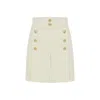 Rue Les Createurs Women's Neutrals Gold Button Detail Pleated Ecru Mini Skirt In Beige/yellow
