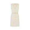 Rue Les Createurs Women's Neutrals Leather Belted Button-front Ecru Mini Dress In Beige/black