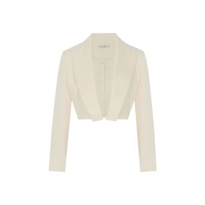 Rue Les Createurs Women's Neutrals Padded Single Pocket Ecru Short Jacket In Beige