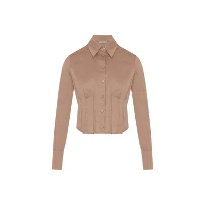 Rue Les Createurs Women's Neutrals Pleated Detail Mink Shirt In Pink