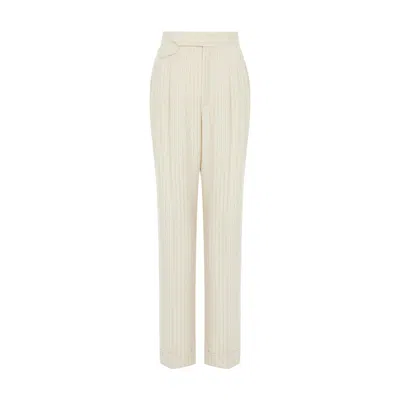 Rue Les Createurs Women's Neutrals Striped Wool-textured Ecru Trousers In Beige