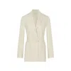 Rue Les Createurs Women's Neutrals Striped Wool Textured Lined Off-white Jacket In White