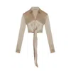 Rue Les Createurs Women's Neutrals Tie-on Silk Nude Blouse In Brown