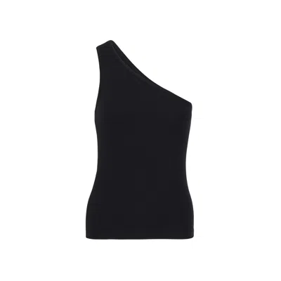 Rue Les Createurs Women's One Shoulder Asymmetric Black Blouse