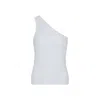 Rue Les Createurs Women's One Shoulder Asymmetric White Blouse In White