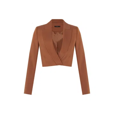 Rue Les Createurs Women's Padded Brown Crop Jacket
