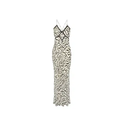 Rue Les Createurs Women's Patterned Thin-strap Black Dress