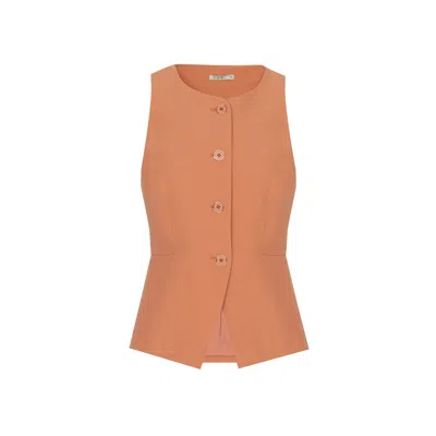 Rue Les Createurs Women's Pink / Purple Button Detail Sleeveless Salmon Vest In Pink/purple