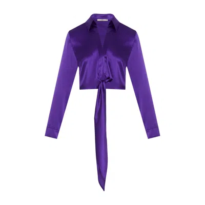 Rue Les Createurs Women's Pink / Purple Tie-on Silk Purple Blouse In Pink/purple