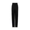 Rue Les Createurs Women's Pleated High-waisted Black Satin Trousers In Black