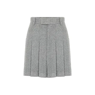 Rue Les Createurs Women's Pleated Shimmery Grey Mini Skirt
