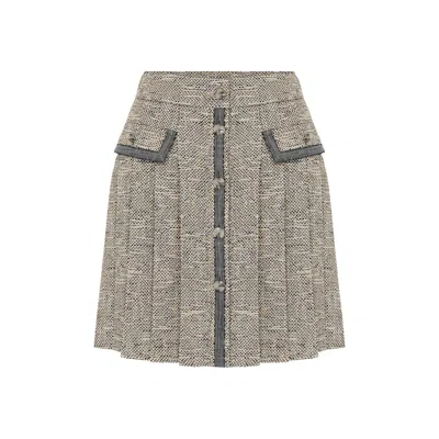 Rue Les Createurs Women's Pocket Flap Detail Pleated Navy Mini Skirt In Blue