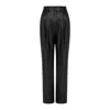 Rue Les Createurs Women's Relaxed Fit Black Faux Leather Pants In Black