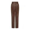 Rue Les Createurs Women's Relaxed Fit Brown Faux Leather Pants In Brown