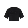 Rue Les Createurs Women's Sequin Detail Black Crop T-shirt In Black