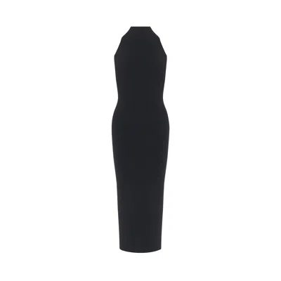 Rue Les Createurs Women's Shoulder Cutout Detail Black Midi Knit Dress