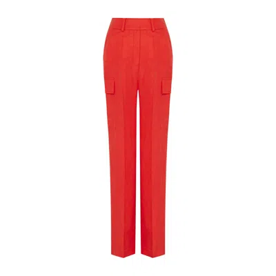 Rue Les Createurs Women's Side Pocket Detail Relaxed Fit Red Trousers