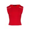 Rue Les Createurs Women's Sleeveless Gold Button Detailed Red Knit Blouse In Red
