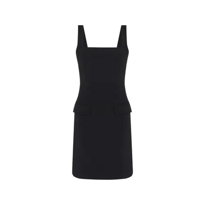 Rue Les Createurs Women's Square Neck Black Mini Dress